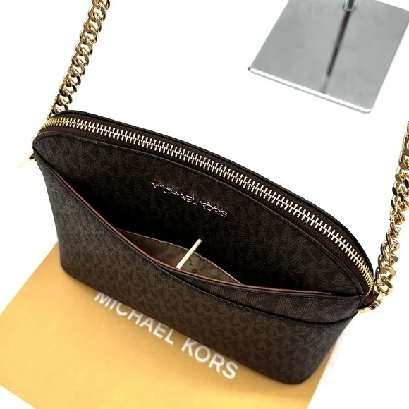 Michael Kors JST Medium Dome Crossbody & Large Trifold Wallet Brown (NWT) - Picture 7 of 13